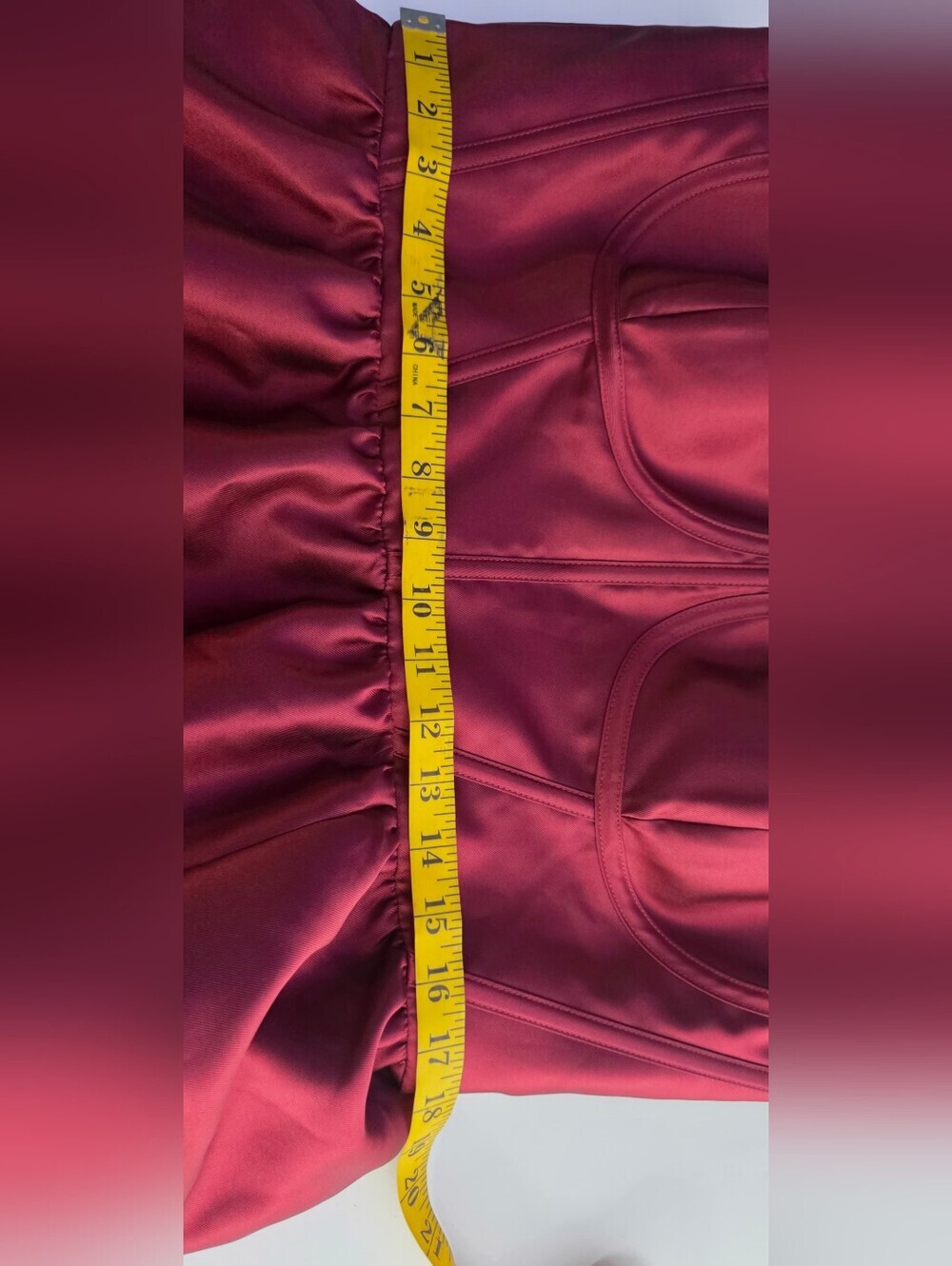Dessy Collection Burgundy Satin Corset Gown with Slit - Picture 10 of 14